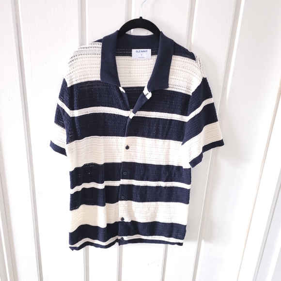 Textured Striped button down tee - Picture 2 of 6